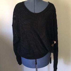 NWT JUSTCAVALLI BLACK BURNOUT SWEATER WITH SIDE TIE DETAIL SIZE M